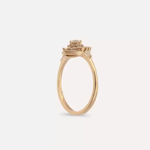 Shay 0.52 CT Trapez Kesim Pırlanta Taşlı Rose Altın Yüzük - 7