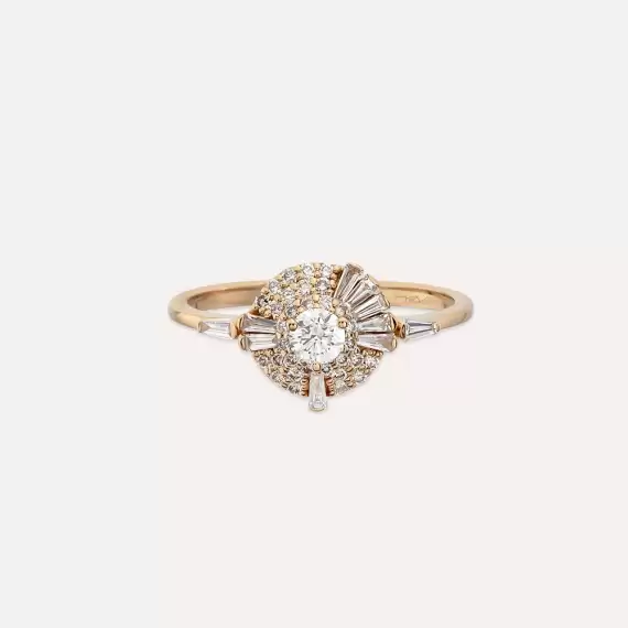 Shay 0.52 CT Trapez Kesim Pırlanta Taşlı Rose Altın Yüzük - 6