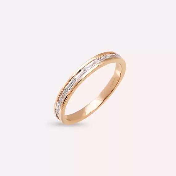 Sienna 0.40 CT Baguette Cut Diamond Rose Gold Half Eternity Ring - 1