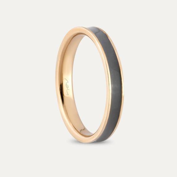 Smoked Enamel Gold Ring - 3