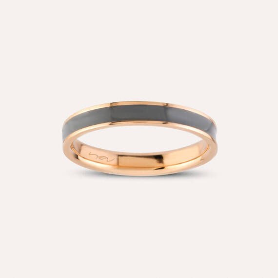 Smoked Enamel Gold Ring - 1