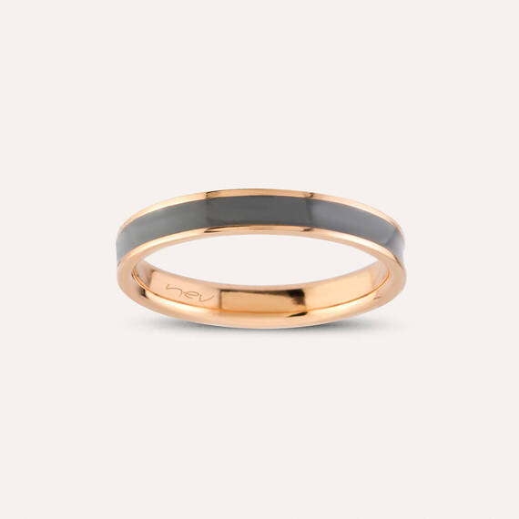 Smoked Enamel Gold Ring - 2