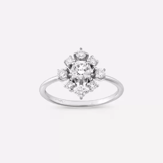 Snow Hake 0.77 CT Diamond White Gold Ring - 2