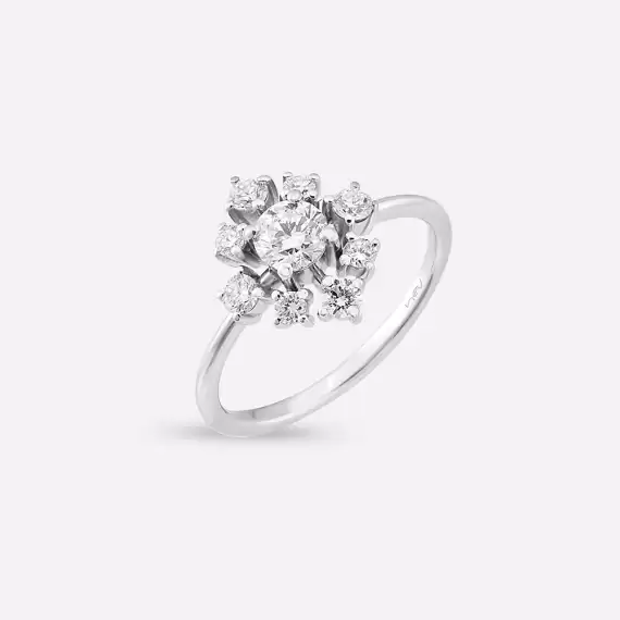 Snow Hake 0.77 CT Diamond White Gold Ring - 4