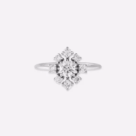 Snow Hake 0.77 CT Diamond White Gold Ring - 5