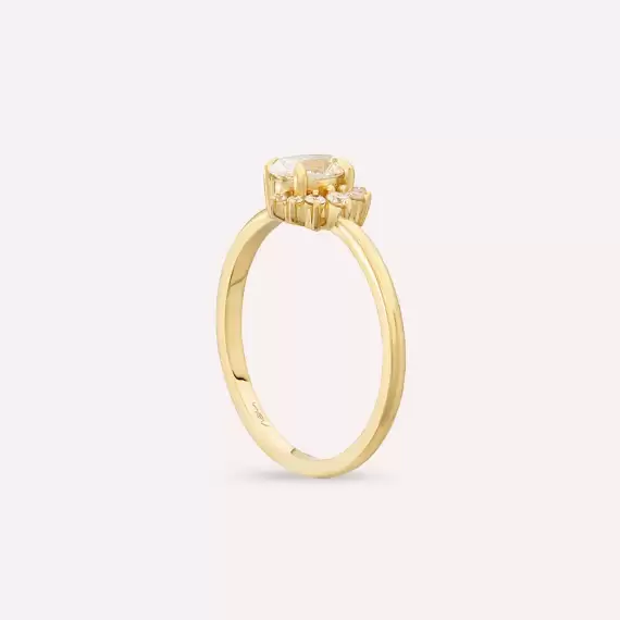 Sofia 0.59 CT Oval Kesim Pırlanta Taşlı Sarı Altın Yüzük - 5