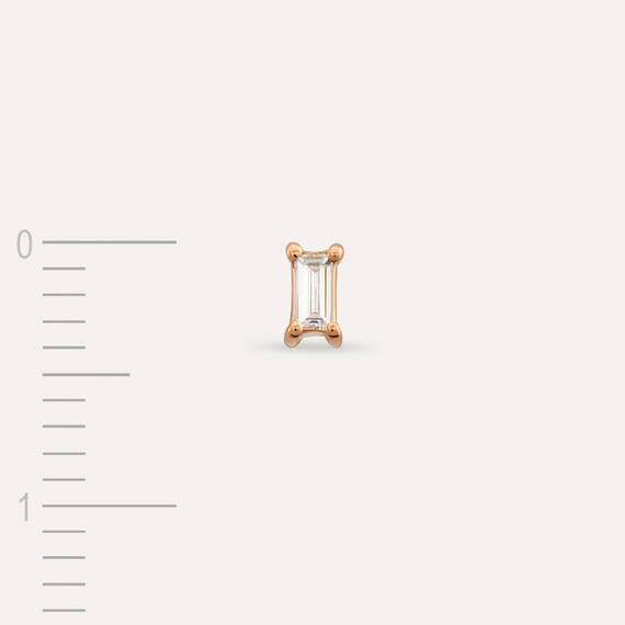 Solid 0.03 CT Baguette Cut Diamond Rose Gold Mini Single Earring - 4