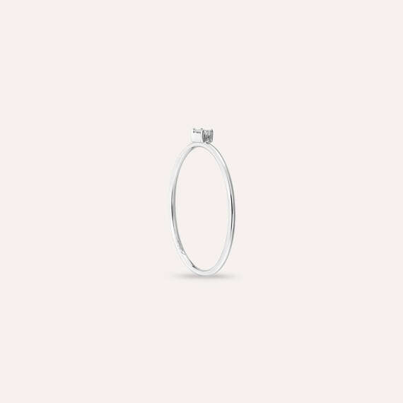 Solid 0.05 CT Baget Pırlanta Taşlı Beyaz Altın Yüzük - 4