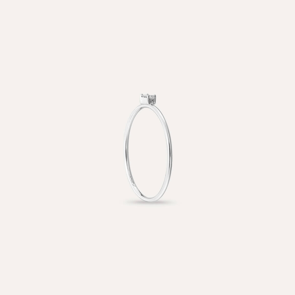 Solid 0.04 CT Baguette Cut Diamond White Gold Ring