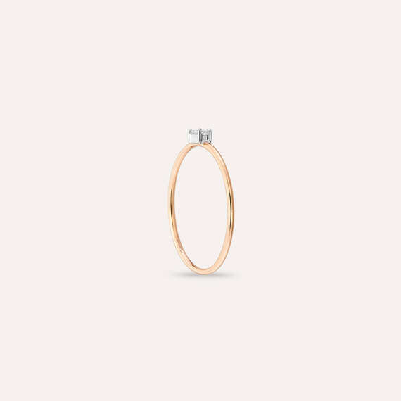 Solid 0.05 CT Baguette Cut Diamond Rose Gold Ring - 6