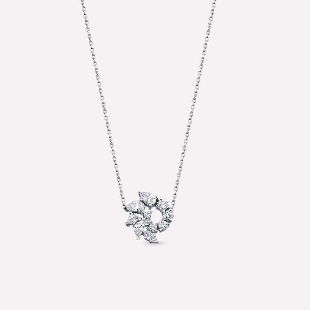 Sophia 0.43 CT Marquise and Pear Cut Diamond White Gold Necklace - 1