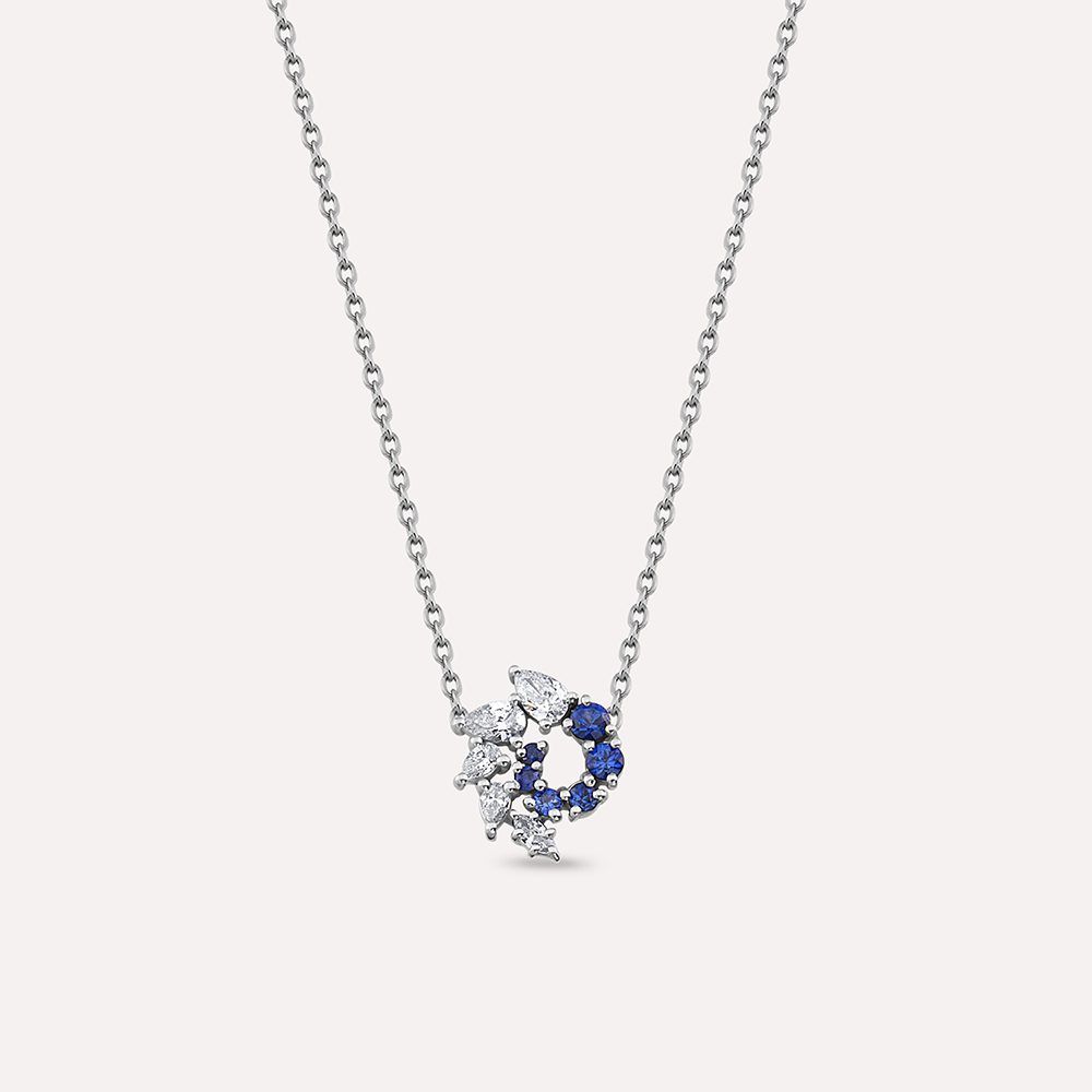 Sophia 0.45 CT Sapphire and Diamond White Gold Necklace - 1