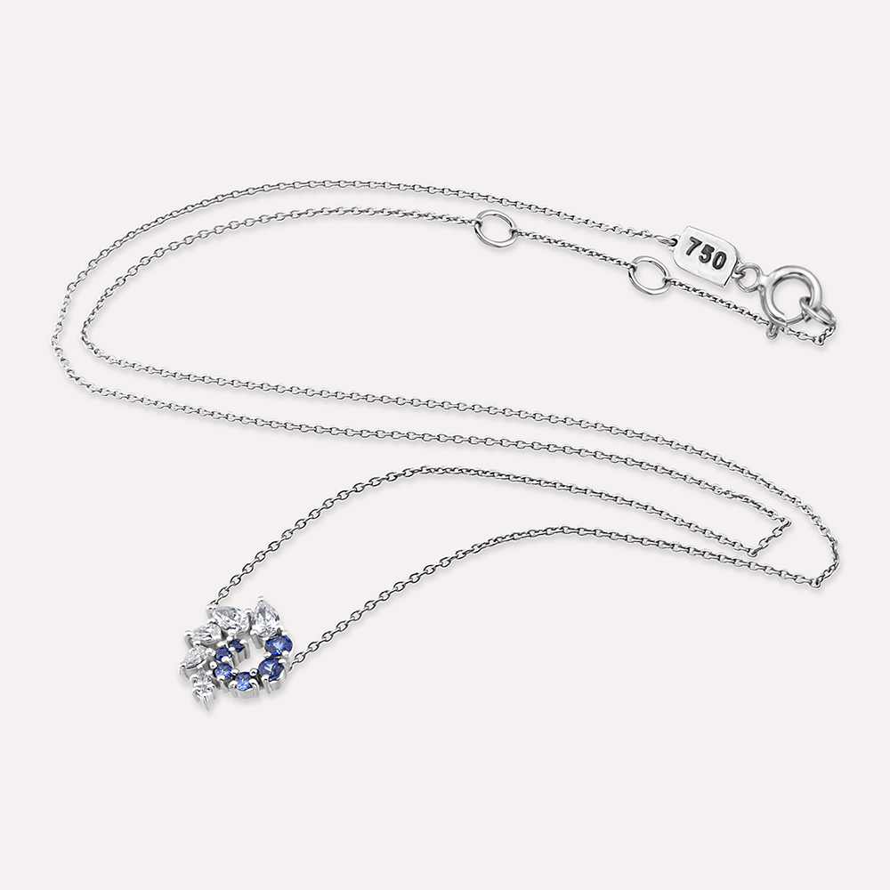 Sophia 0.45 CT Sapphire and Diamond White Gold Necklace - 3