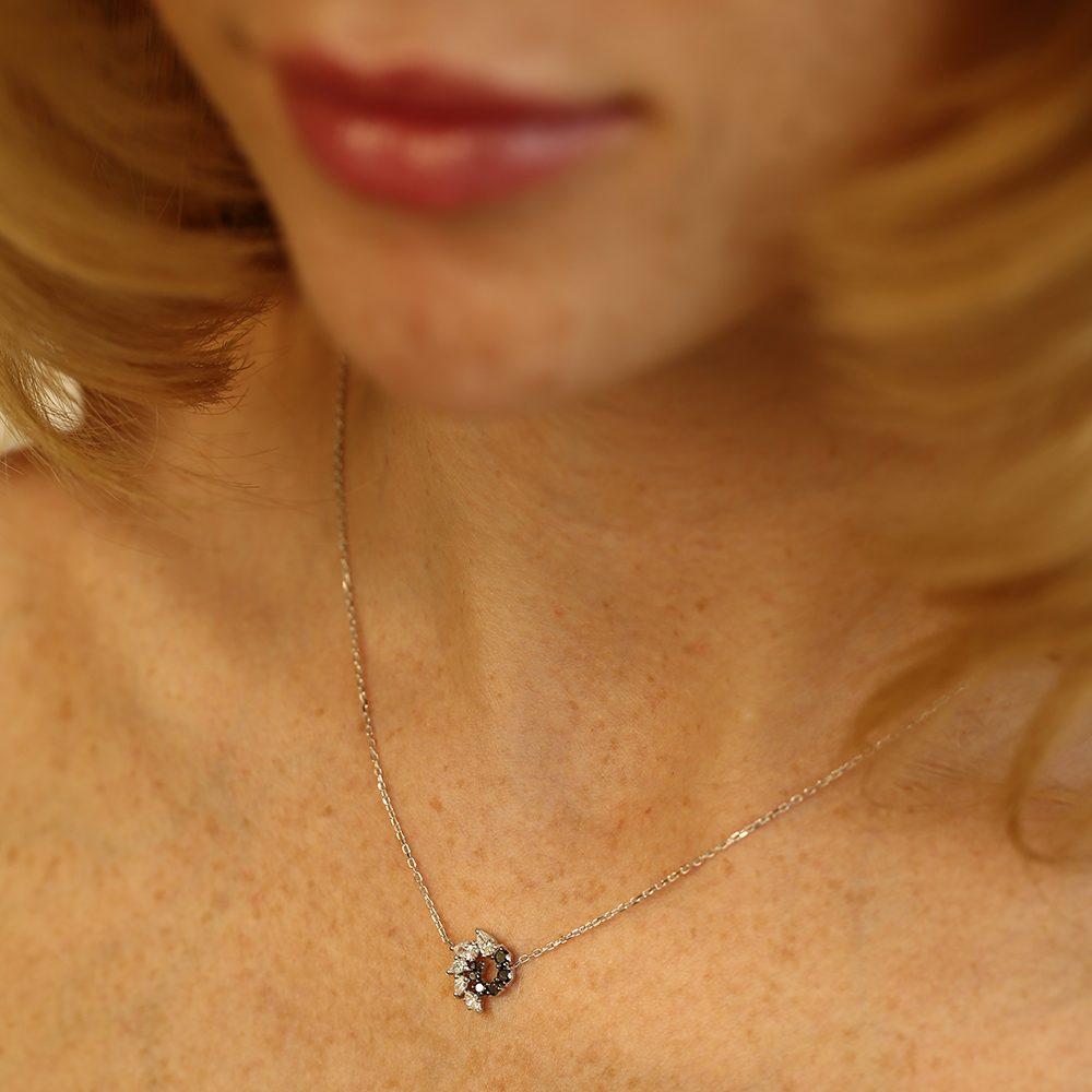 Sophia 0.47 CT Black Diamond White Gold Necklace - 1