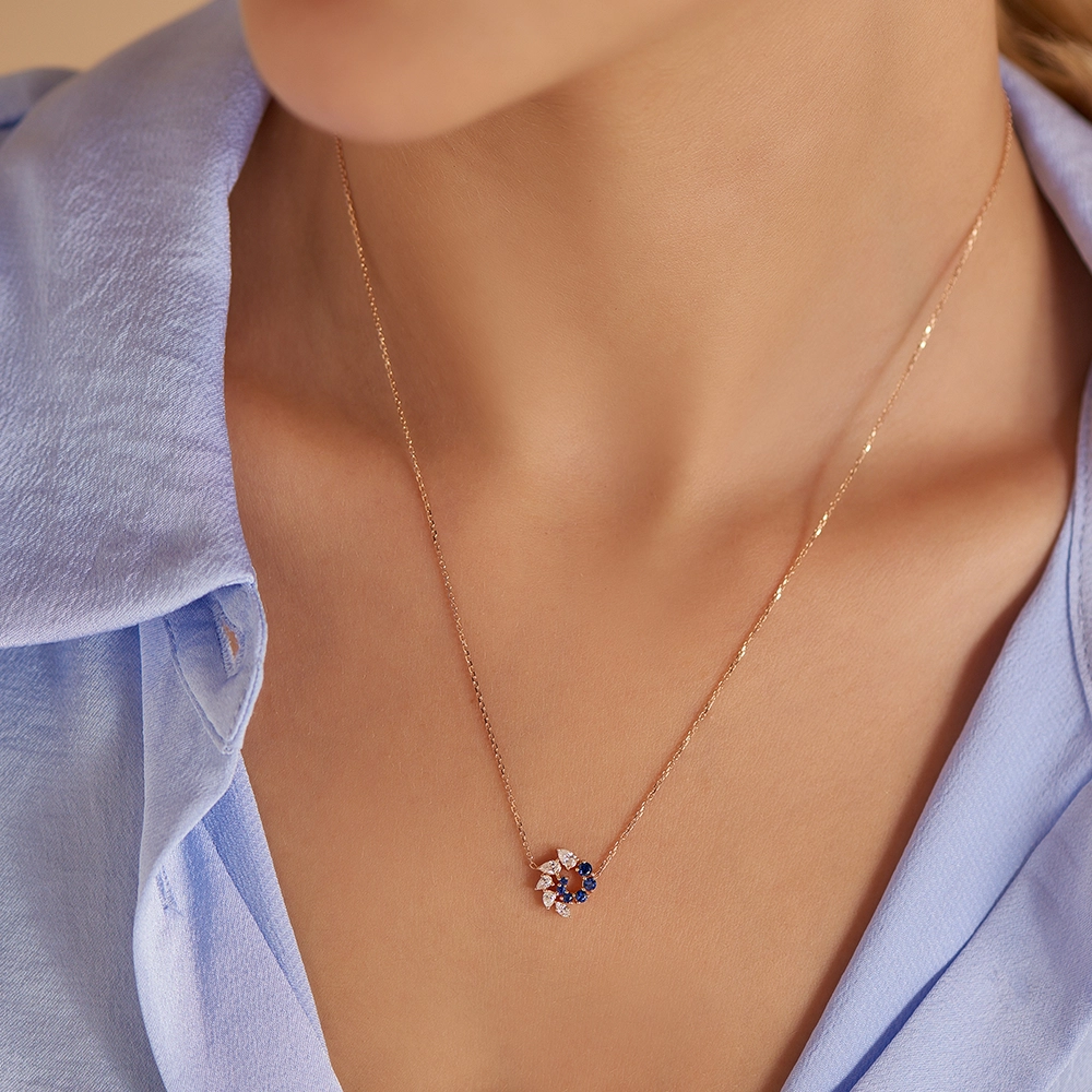 Sophia 0.49 CT Sapphire and Diamond Rose Gold Necklace - 3