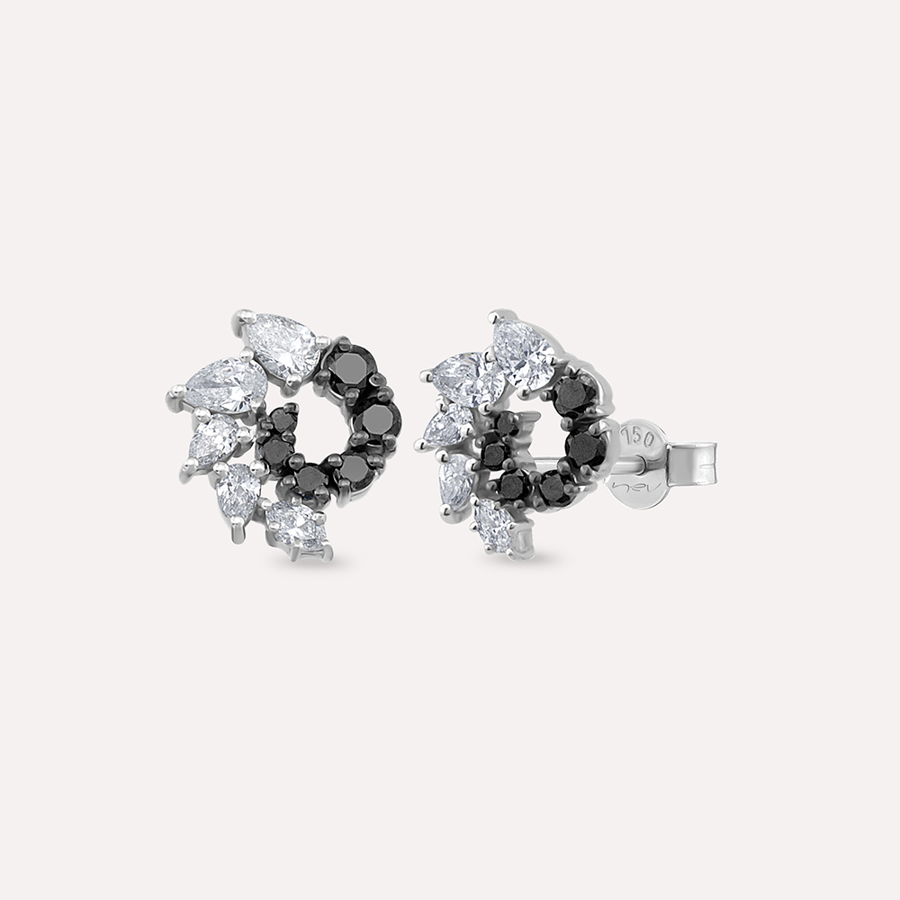 Sophia 0.95 CT Black Diamond White Gold Earring - 2