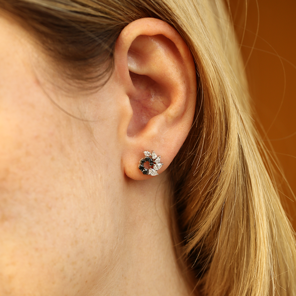 Sophia 0.95 CT Black Diamond White Gold Earring - 1