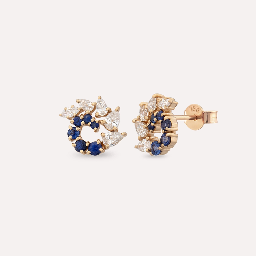 Sophia 0.98 CT Sapphire and Diamond Rose Gold Earring - 2