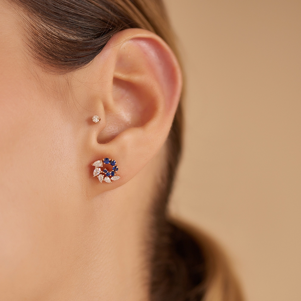 Sophia 0.98 CT Sapphire and Diamond Rose Gold Earring - 1