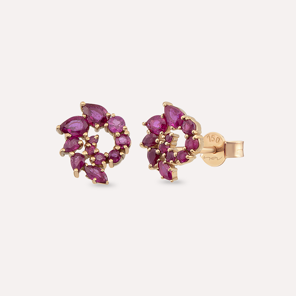 Sophia 1.50 CT Ruby Rose Gold Earring - 2