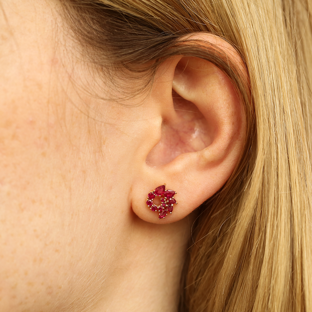 Sophia 1.50 CT Ruby Rose Gold Earring - 3