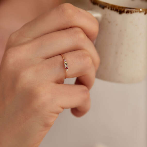 Spike 0.06 CT Multicolor Sapphire Rose Gold Ring - 3