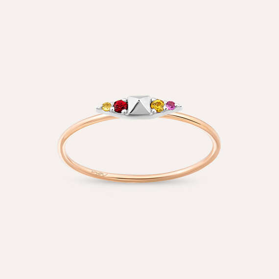 Spike 0.06 CT Multicolor Sapphire Rose Gold Ring - 1