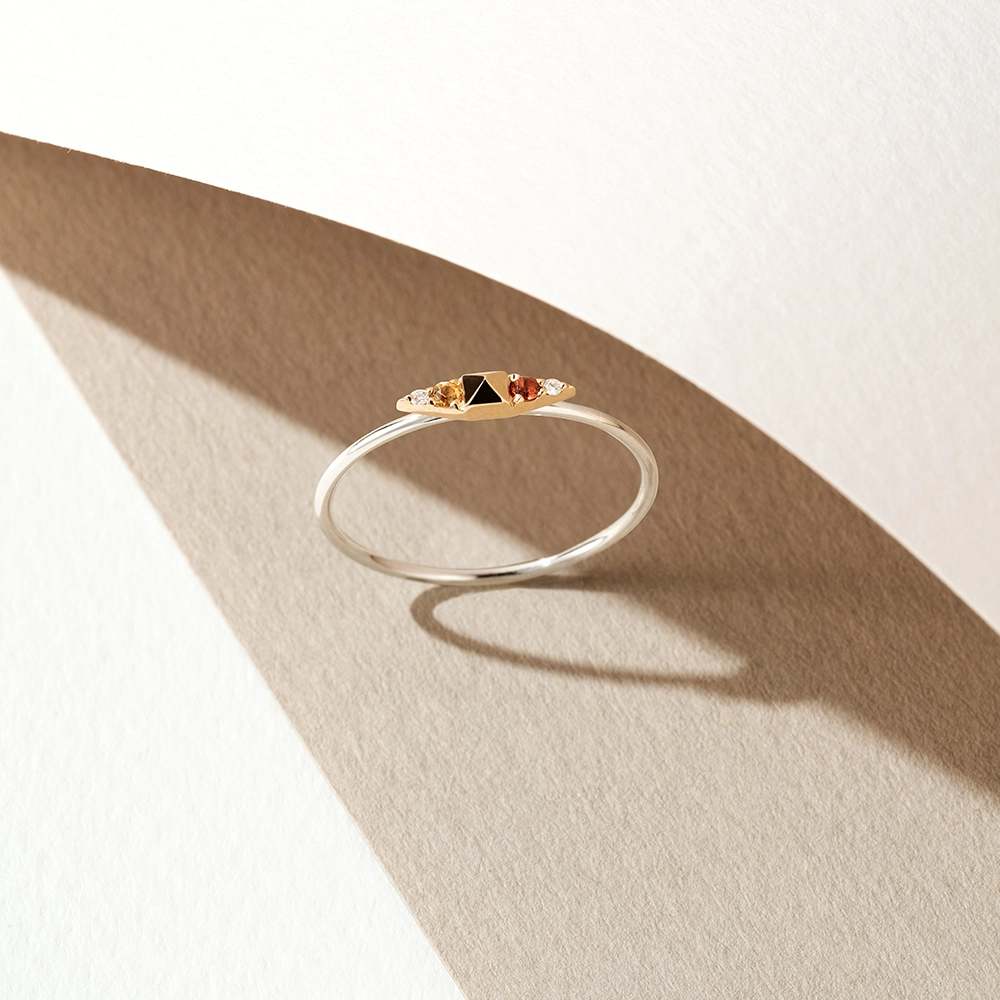 Spike 0.07 CT Multicolor Sapphire and Diamond White Gold Ring - 1