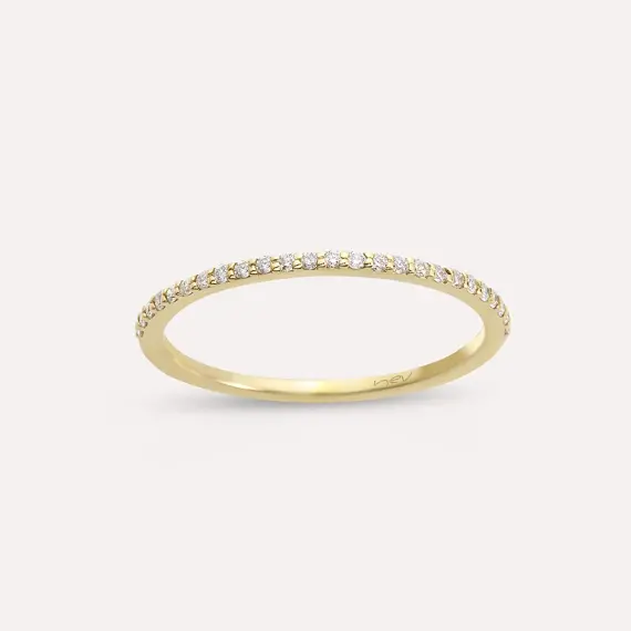 Split Diamond Yellow Gold Ring - 1