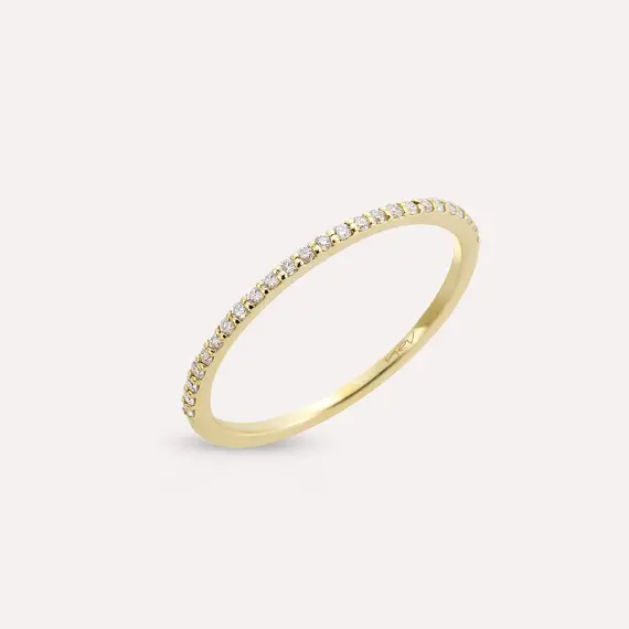 Split Diamond Yellow Gold Ring - 2