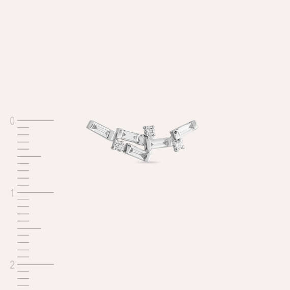 Stairs 0.21 CT Baguette Cut Diamond White Gold Single Earring - 4