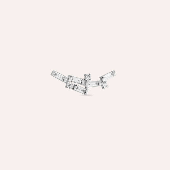Stairs 0.21 CT Baguette Cut Diamond White Gold Single Earring - 1