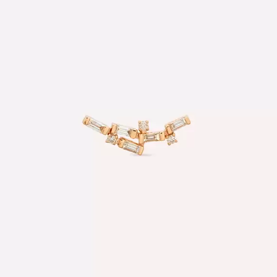 Stairs 0.25 CT Baguette Cut Diamond Rose Gold Single Earring - 1