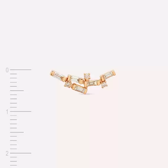 Stairs 0.25 CT Baguette Cut Diamond Rose Gold Single Earring - 6