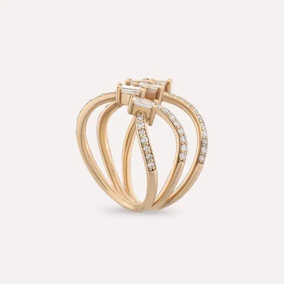 Startrack Baguette Cut Diamond Rose Gold Ring - 4