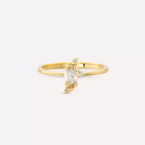 Stella 0.35 CT Marquise Cut Diamond Yellow Gold Ring - 5