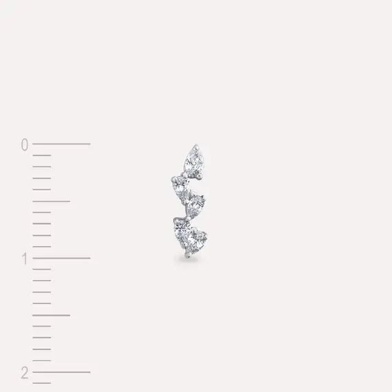 Step Pear Cut Diamond White Gold Single Earring - 4