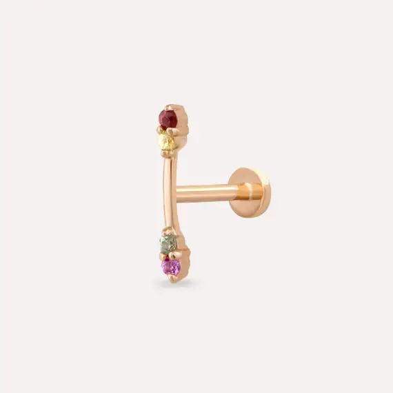 Stick Multicolor Sapphire Rose Gold Piercing - 1