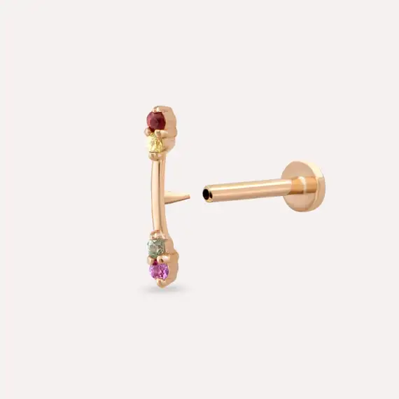 Stick Multicolor Sapphire Rose Gold Piercing - 4