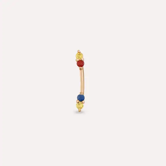 Stick Multicolor Sapphire Rose Gold Single Earring - 3