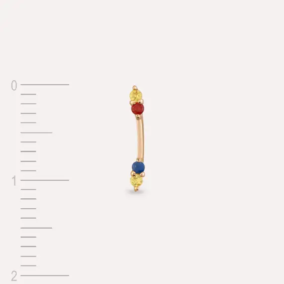 Stick Multicolor Sapphire Rose Gold Single Earring - 4