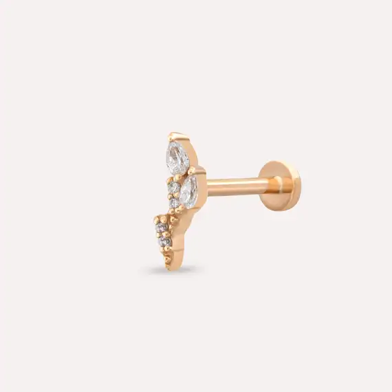 Storm Pear Cut Diamond Rose Gold Piercing - 3