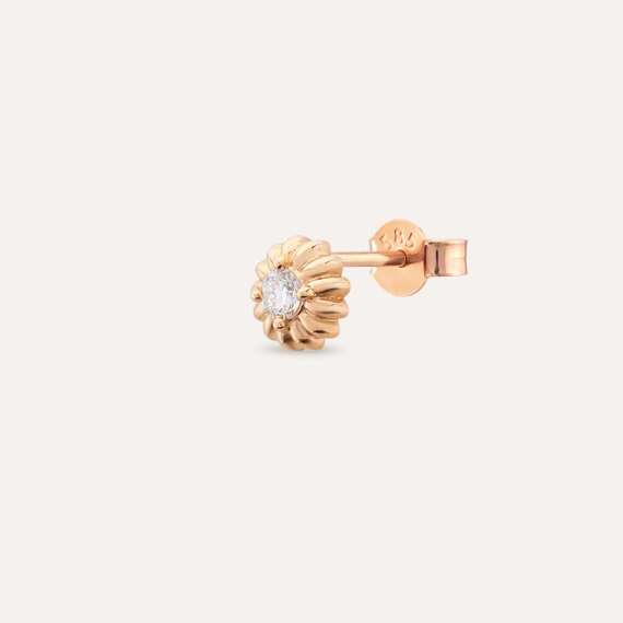 Sunflower Diamond Rose Gold Single Earring - 4