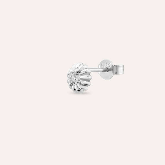 Sunflower Diamond White Gold Single Earring - 3