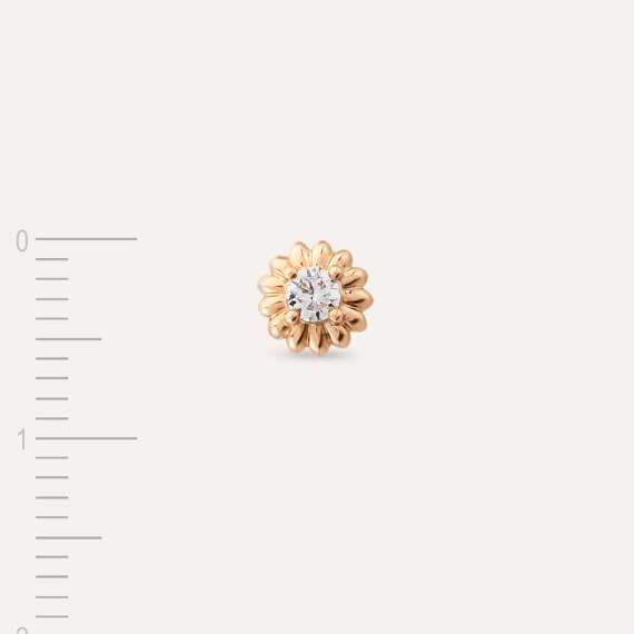 Sunflower Pırlanta Taşlı Rose Altın Tek Küpe - 6