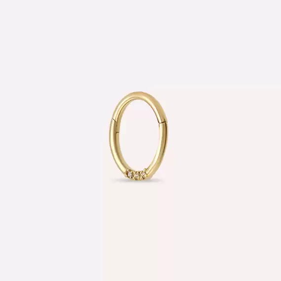 Sunny Diamond Yellow Gold Hoop Piercing - 6
