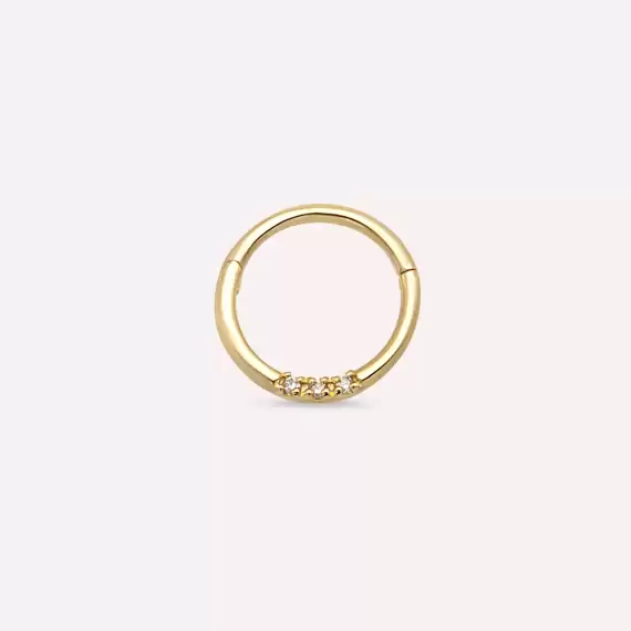 Sunny Diamond Yellow Gold Hoop Piercing - 1