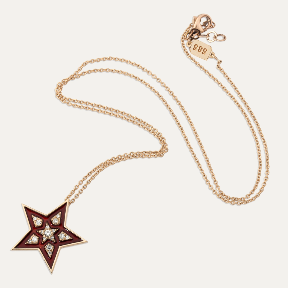 Supernova 0.13 CT Diamond and Burgundy Enamel Pendant - 3