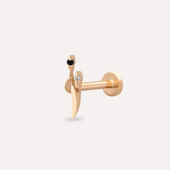 Sword Black Diamond Rose Gold Piercing - 1