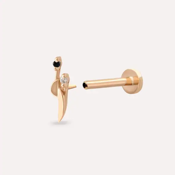 Sword Black Diamond Rose Gold Piercing - 4